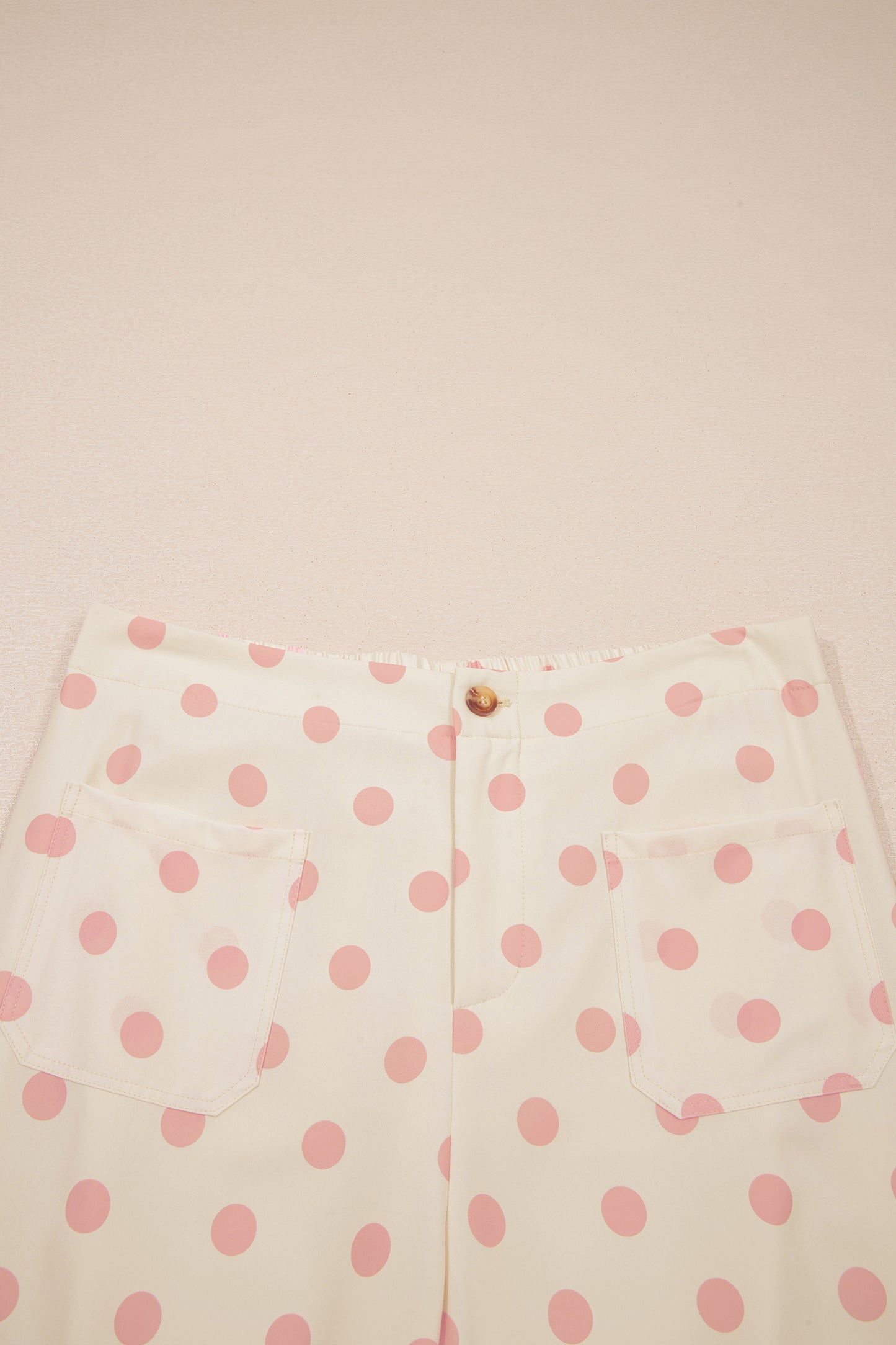 Polka Dot Patch Pocket Wide Leg Pants