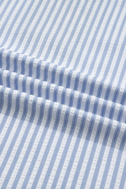 Plus Size Leopard Collar Stripe Bubble Sleeve Blouse