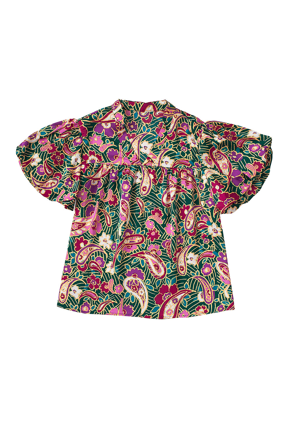 Paisley Bubble Short Sleeve Blouse