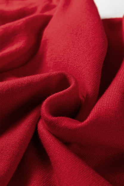 Solid Pearl Embellished Double Ruffle Sleeve Sweater