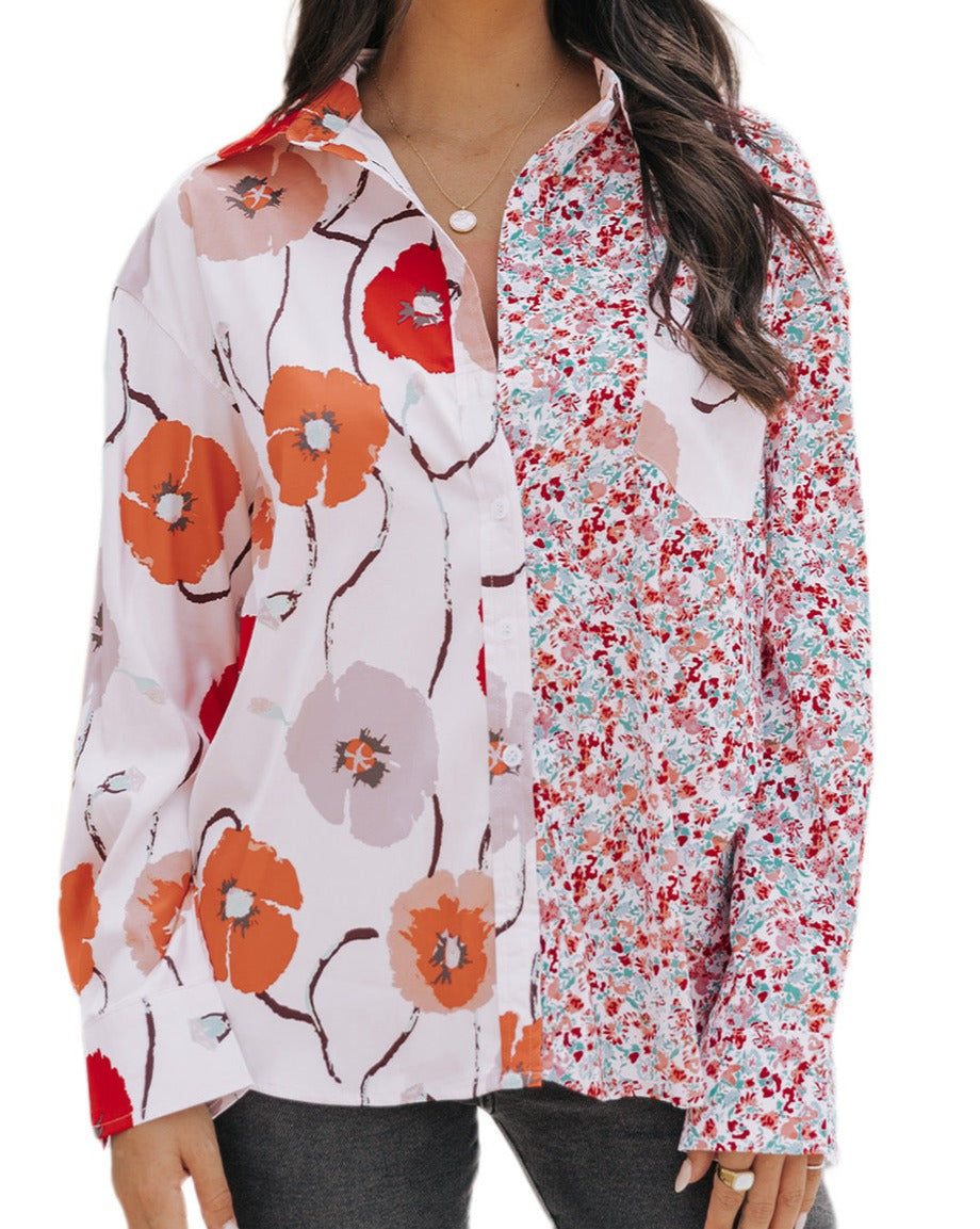 Floral Patchwork Buttoned Shirt