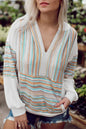 Stripe Patchwork V-Neck Hoodie