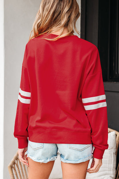 Varsity Stripe Drop Shoulder Oversized Sweatshirt