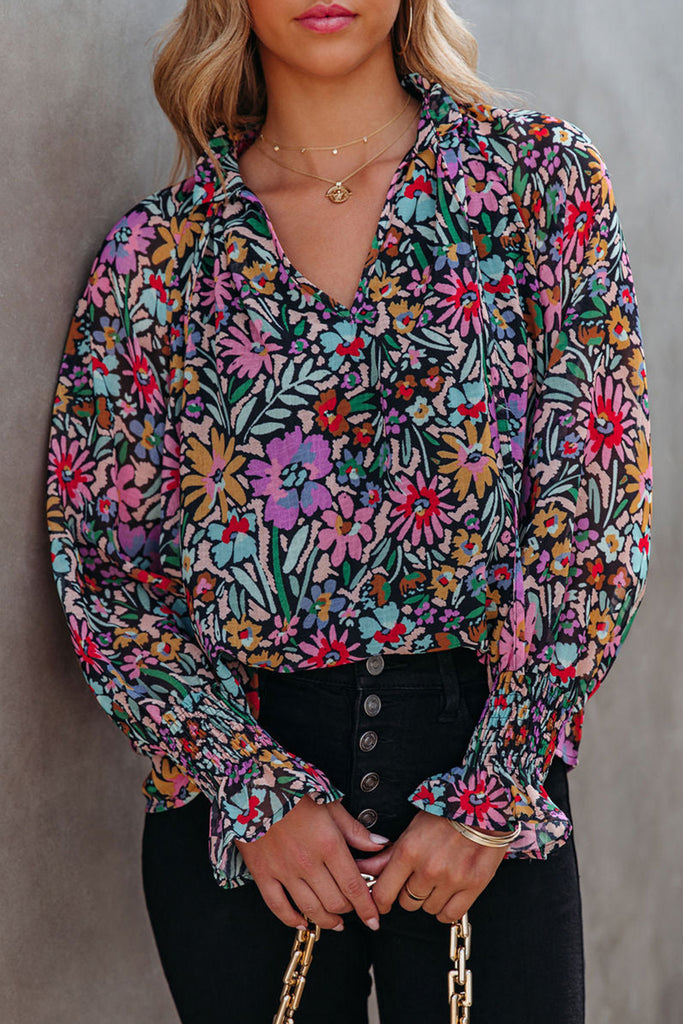 Floral Ruffled Long Sleeve Blouse