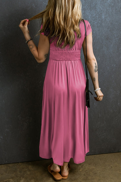 Ruched High Waist Maxi Dress