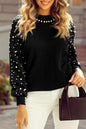 Pearl Beaded Bishop Sleeve Sweater