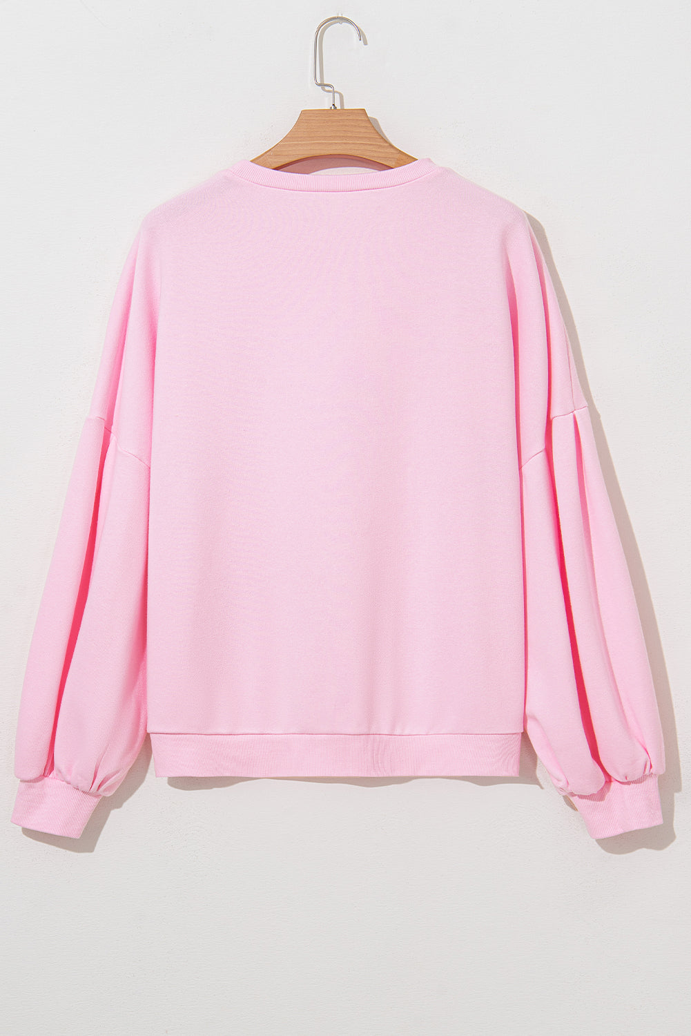 Bow Embroidered Lantern Sleeve Sweatshirt