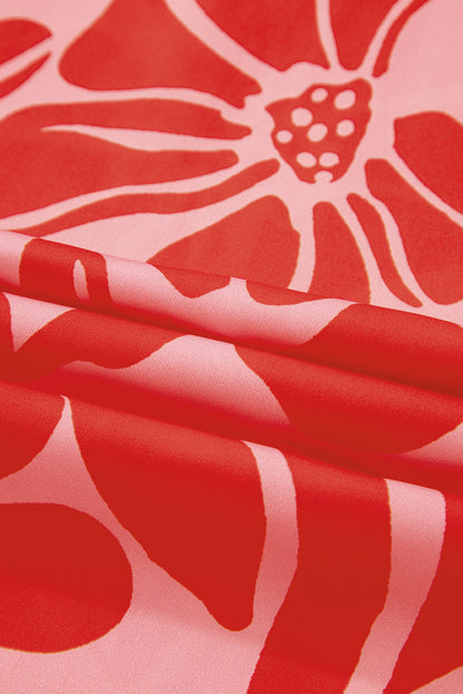 Floral Boho Short Sleeve V-Neck Buttoned Maxi Dress