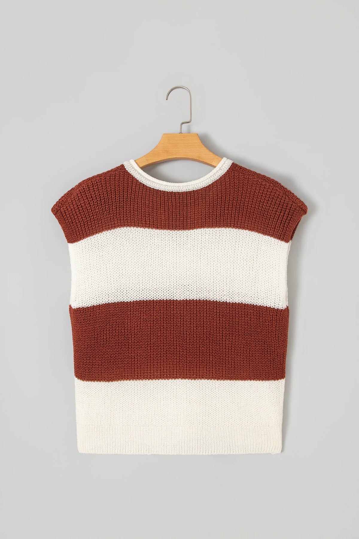 Stripe Colorblock V-Neck Short Sleeve Knit Top