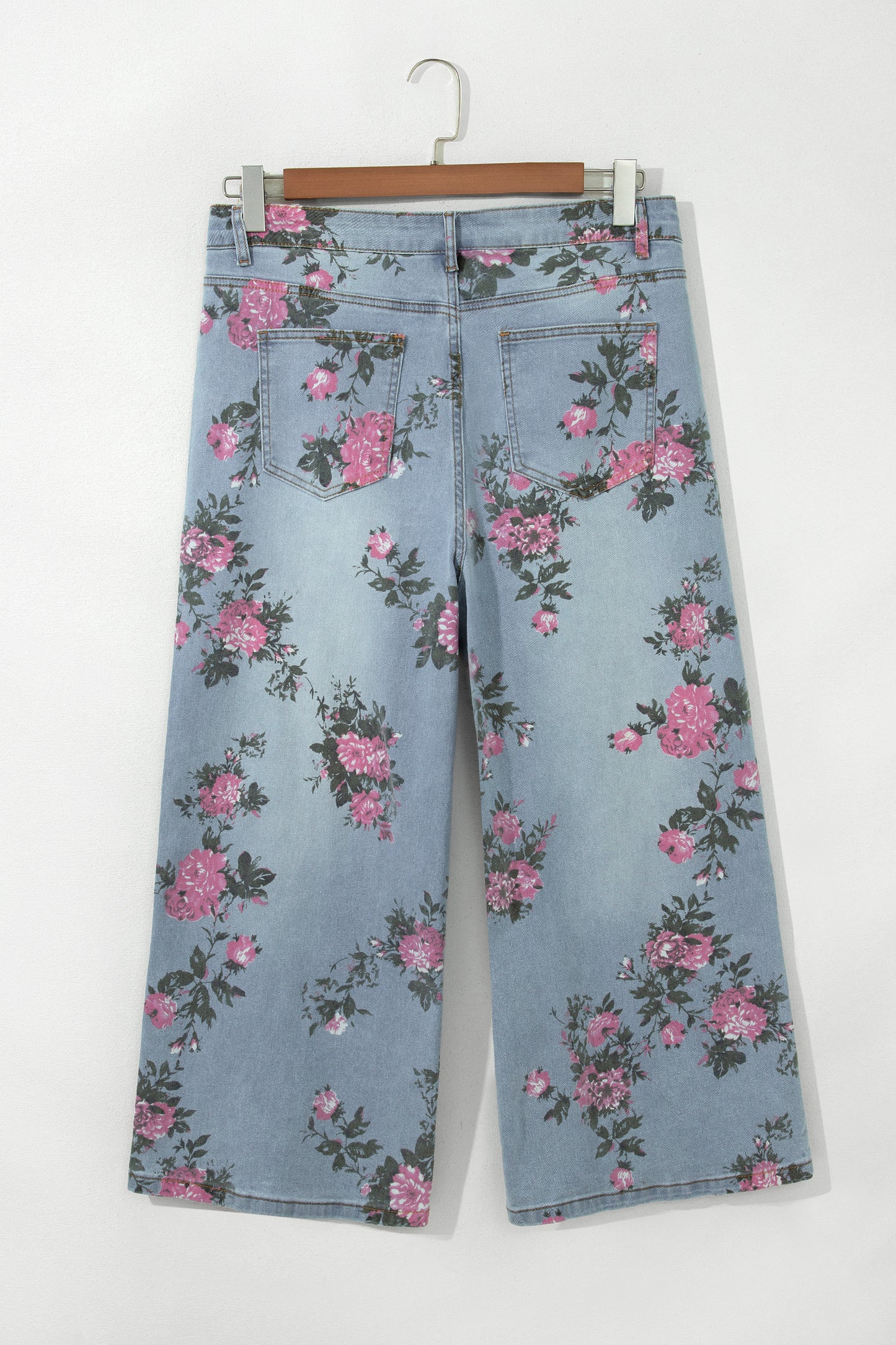 Plus Size Floral Ankle Length Loose Jeans