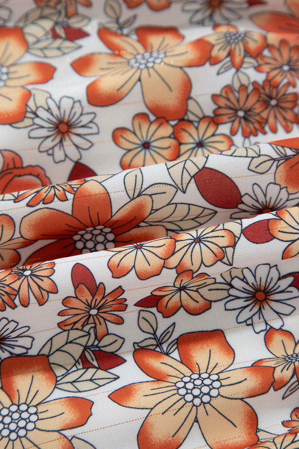 Floral V-Neck Ruffle Long Sleeve Midi Dress