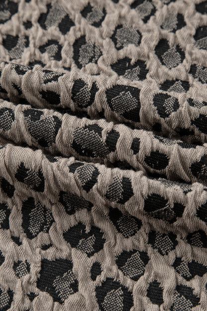 Leopard Textured Short Sleeve Jumper and Pants Set