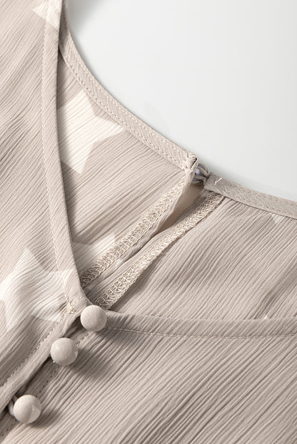 Star Crinkle Textured Kimono Ruffle Sleeve Romper