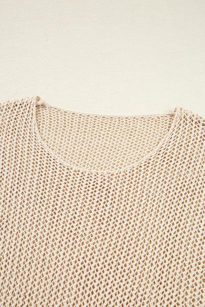 Solid Crochet Hollow-Out Sweater