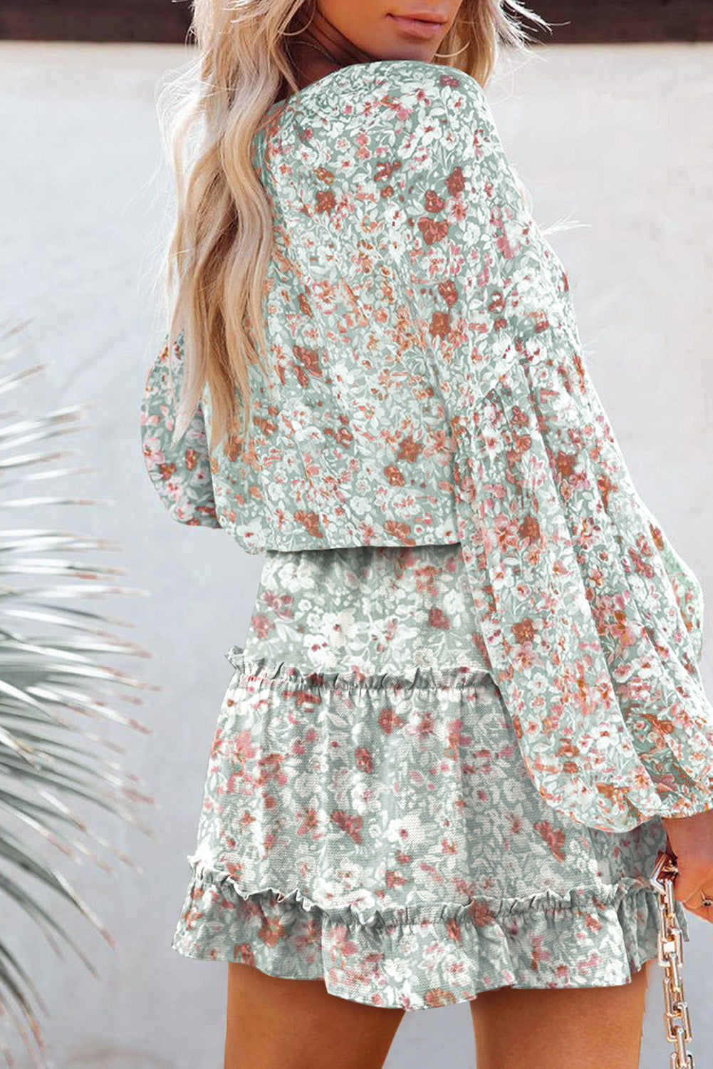 Floral Puff Sleeve Tiered Dress