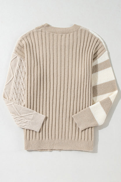 Colorblock Cable Knit Sweater