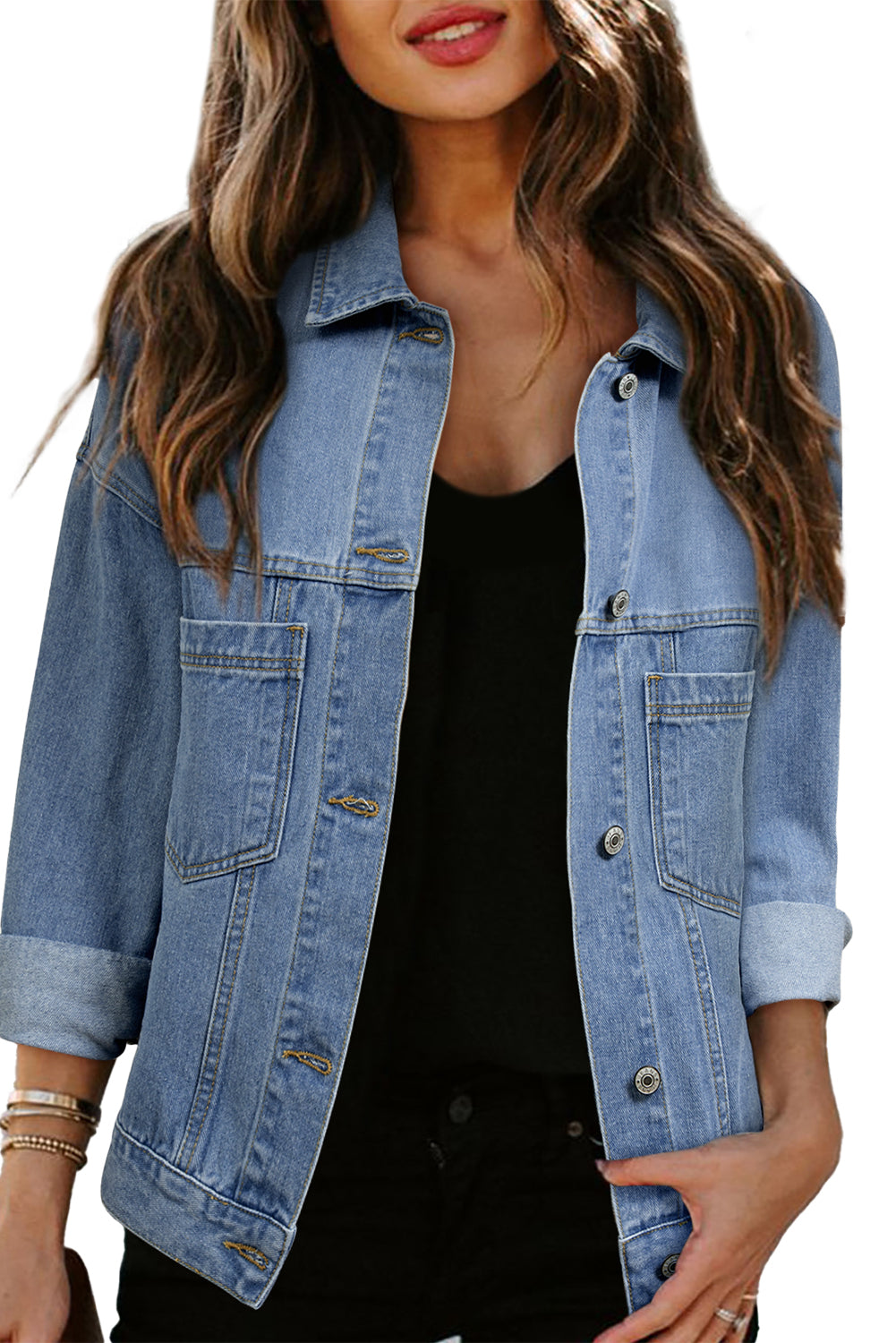 Denim Acid Washed Pocketed Jacket