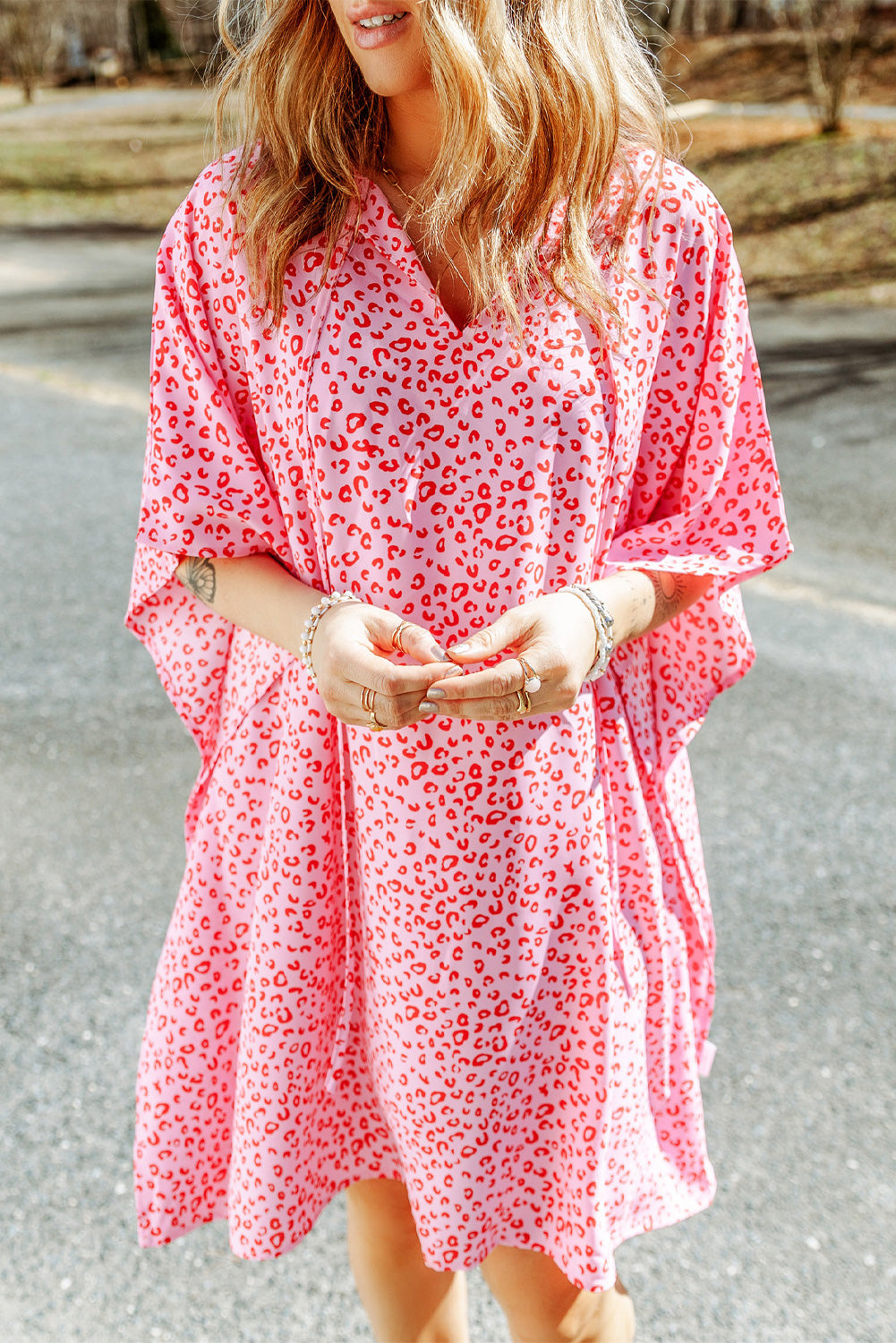 Leopard Short Sleeve Shift Dress