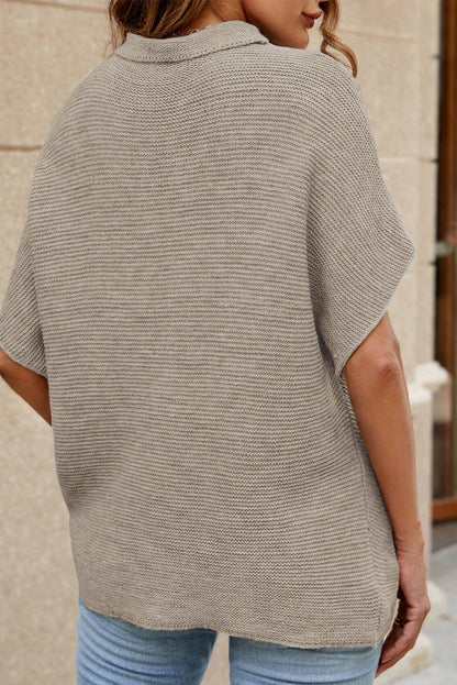 Mock Neck Bat Sleeve Sweater