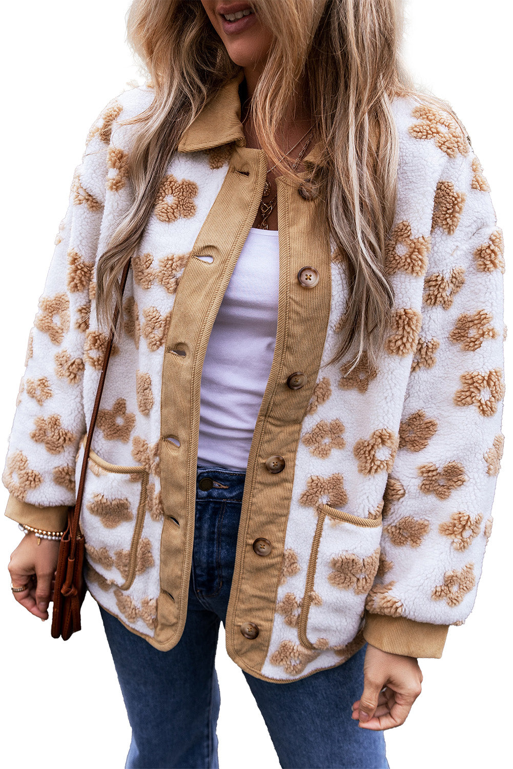 Floral Button Up Fleece Jacket