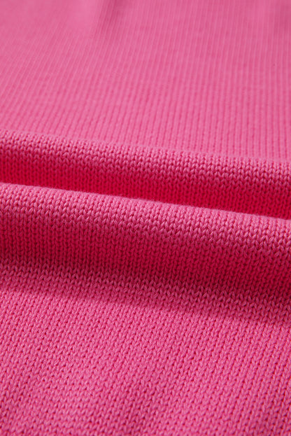 Pearl Contrast Trim Crewneck Drop Shoulder Sweater