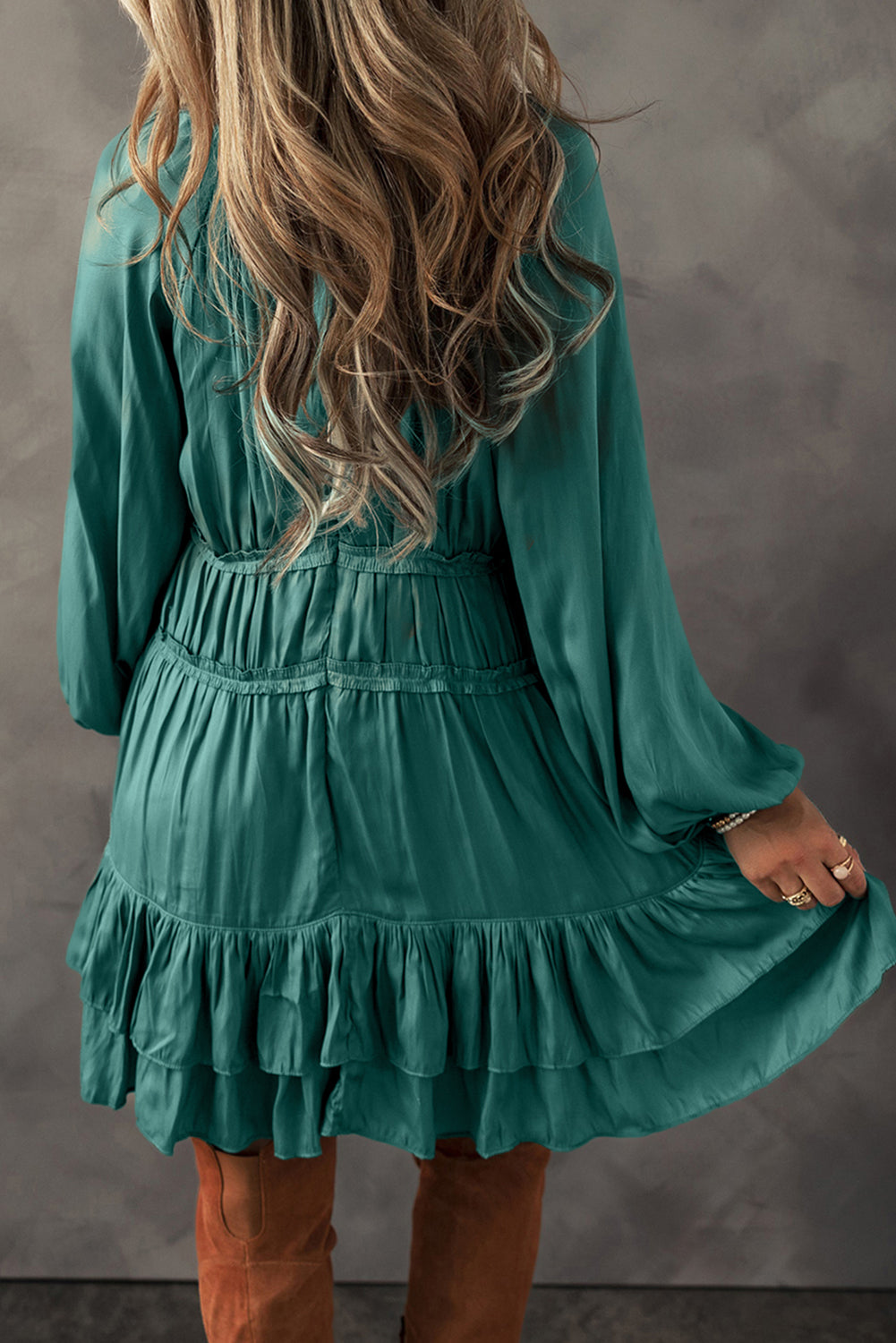 Ruffle Puff Sleeve Mini Dress