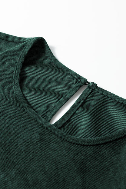 Solid Lantern Sleeve Tiered Mini Dress