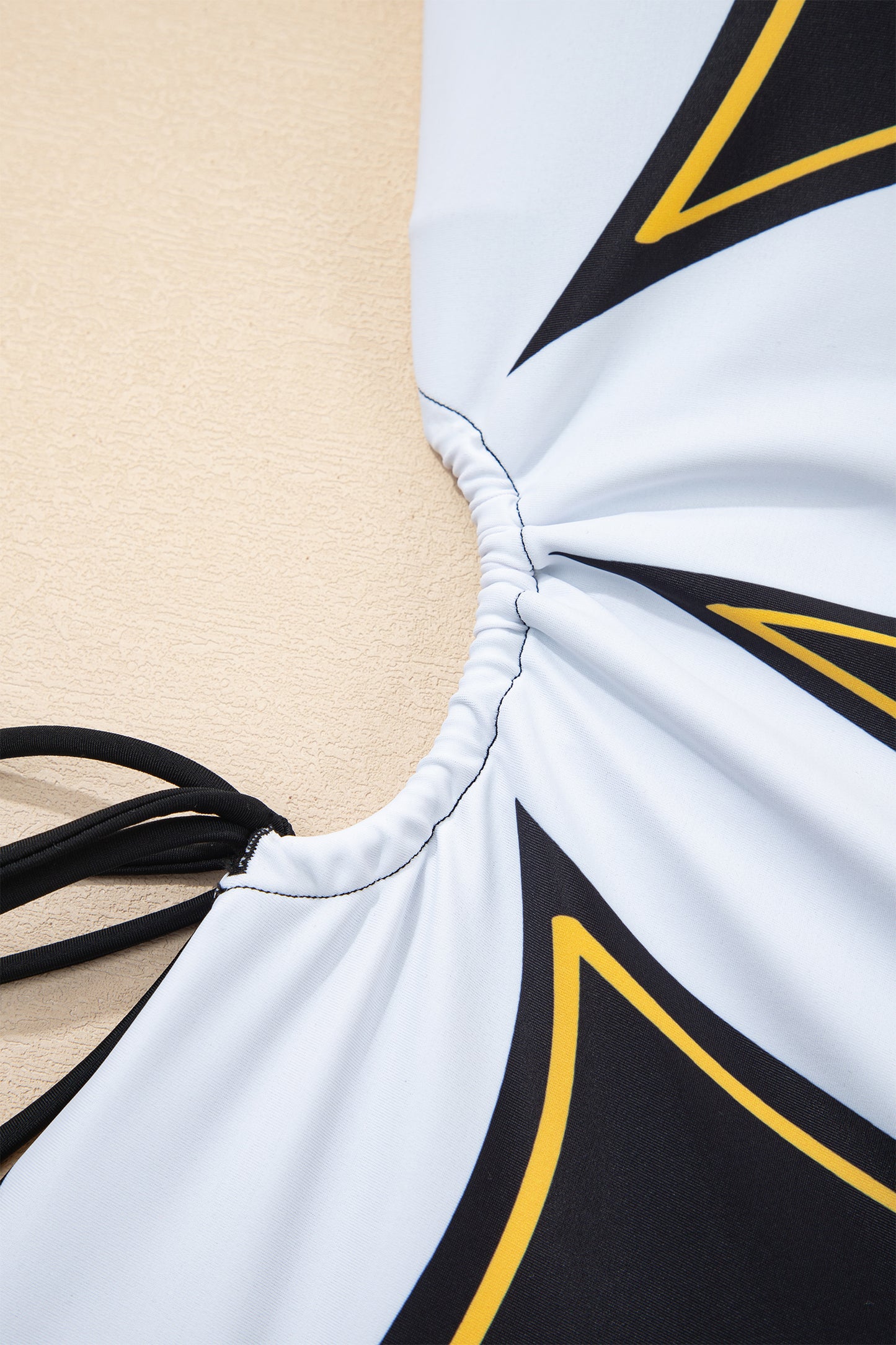 Floral Sleeveless Drawstring One-Piece Swimsuit