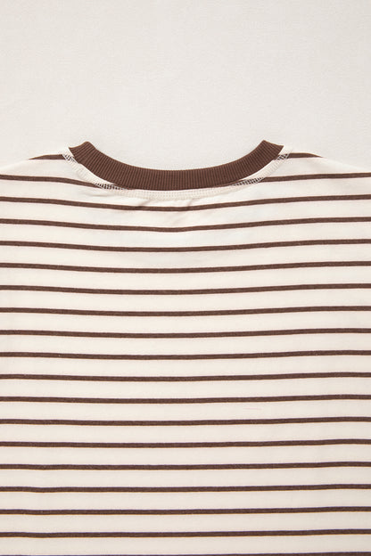 Stripe Ribbed Trim Round Neck Tank Top
