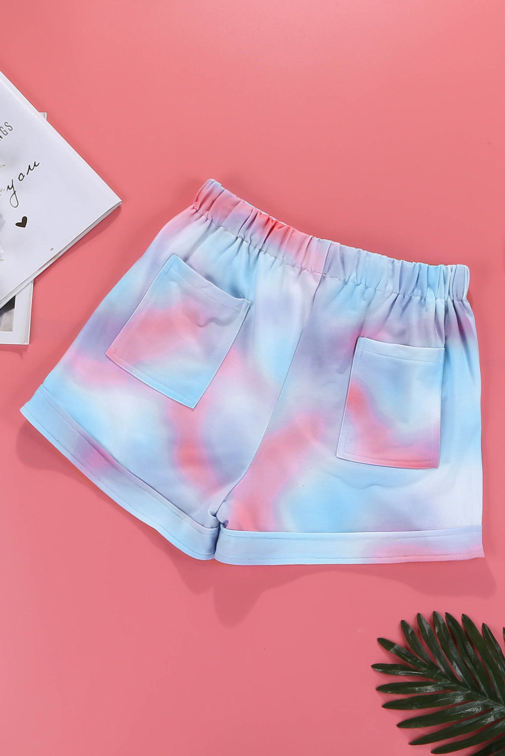 Abstract Drawstring Pocketed Shorts