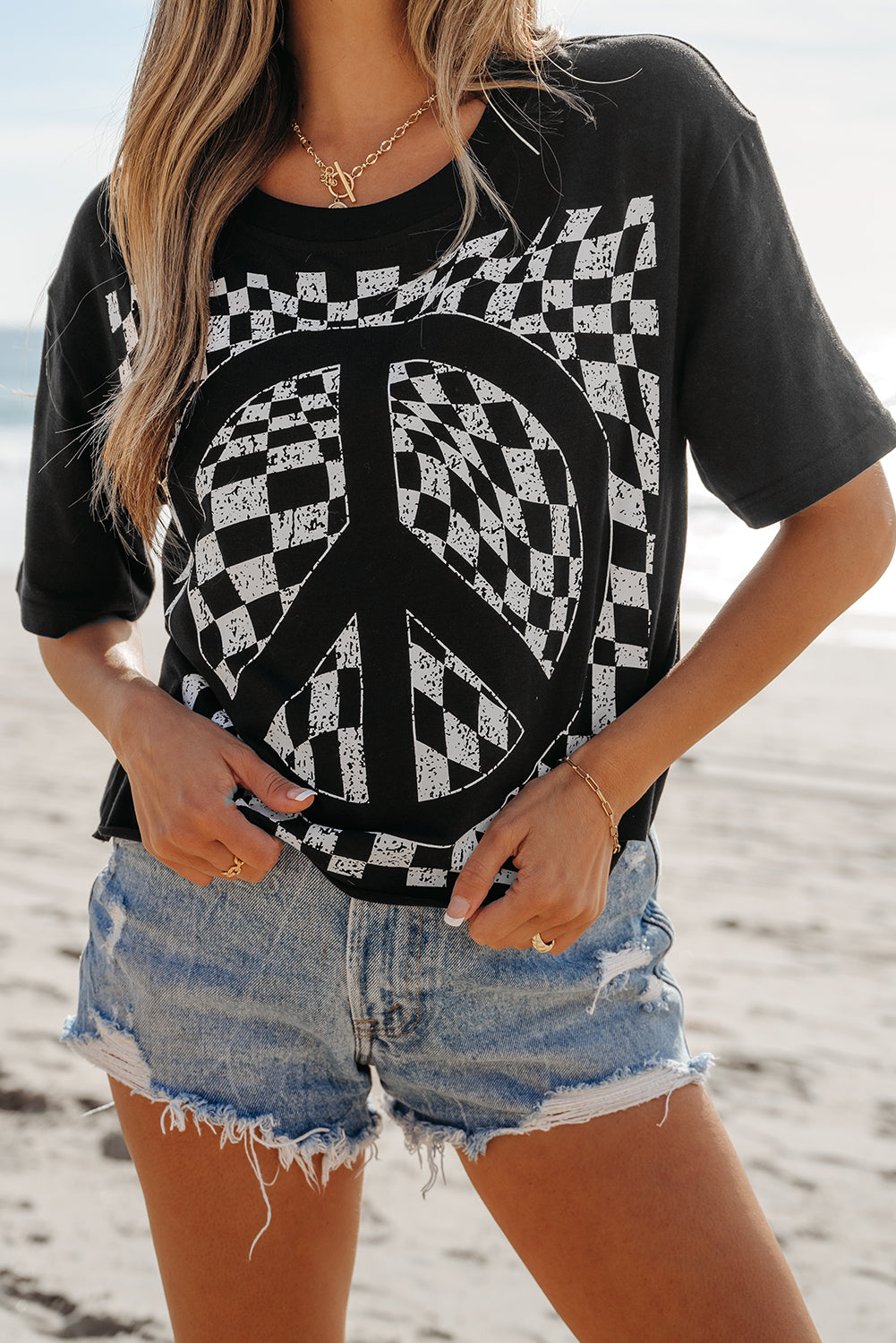 Checker Peace Short Sleeve T-Shirt