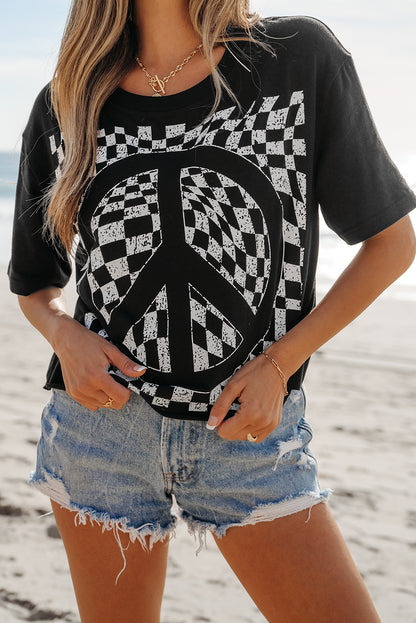 Checker Peace Short Sleeve T-Shirt