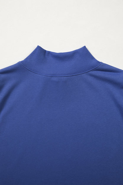 Solid Mock Neck Cap Sleeve Oversized Top