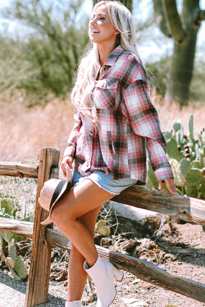 Plaid Flap Pocket Button-Up Shacket
