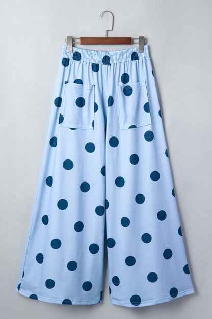 Polka Dot Wide Leg Elastic Waist Pants