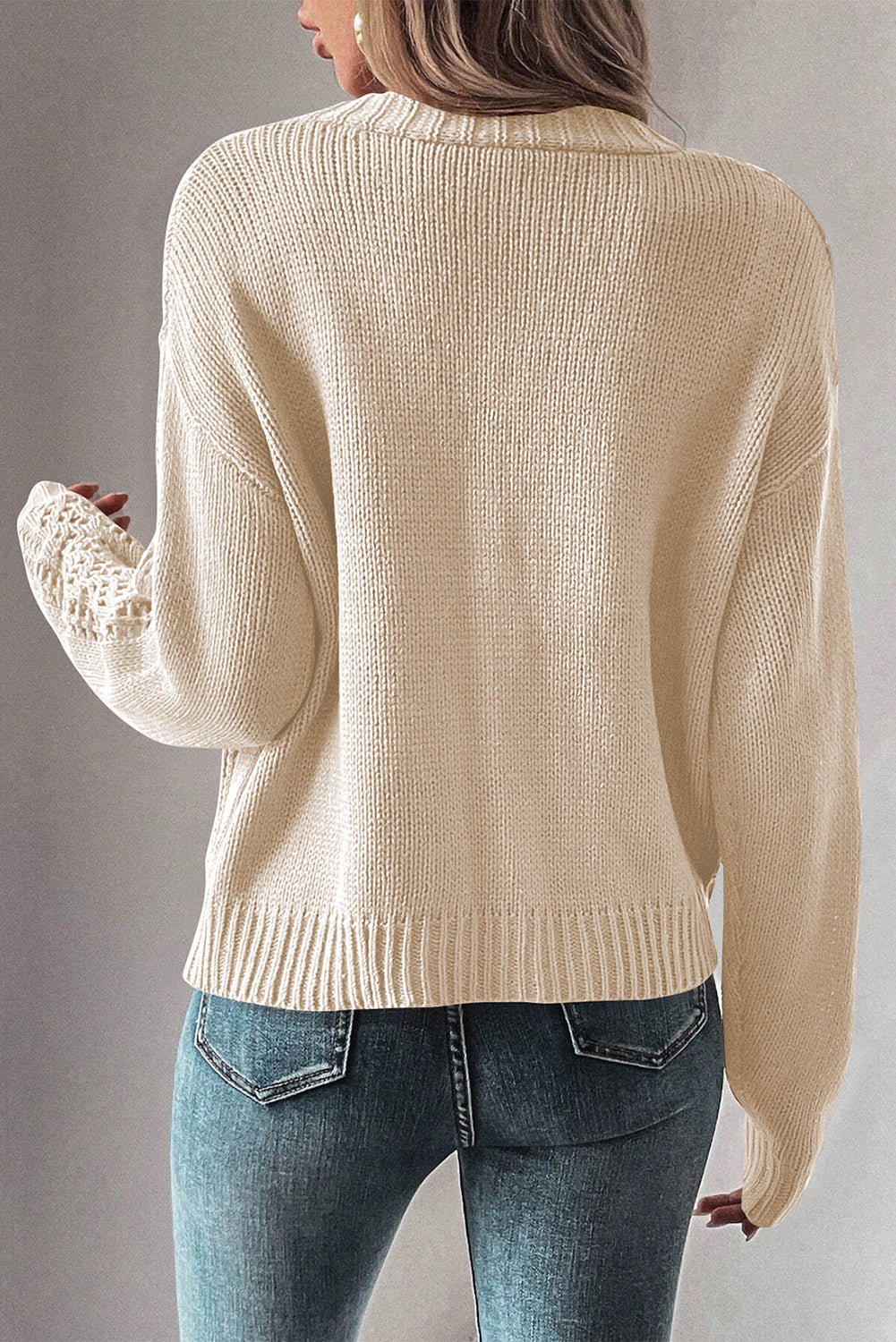 Hollowed Knit Buttoned Sweater Cardigan