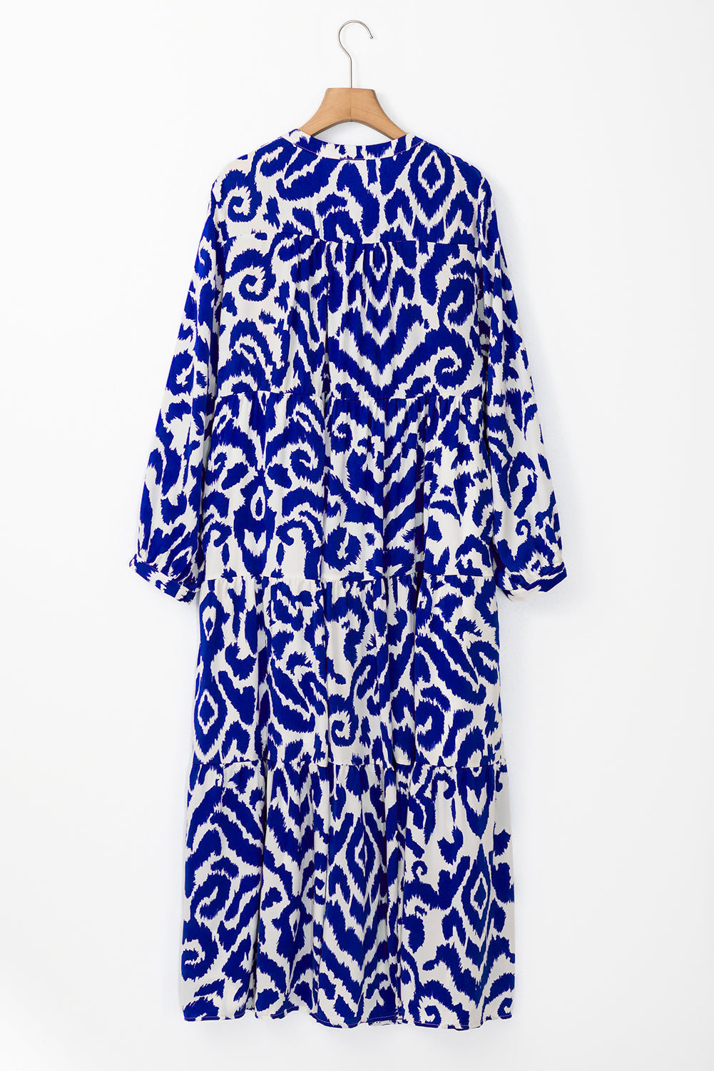 Abstract Long Sleeve Maxi Dress