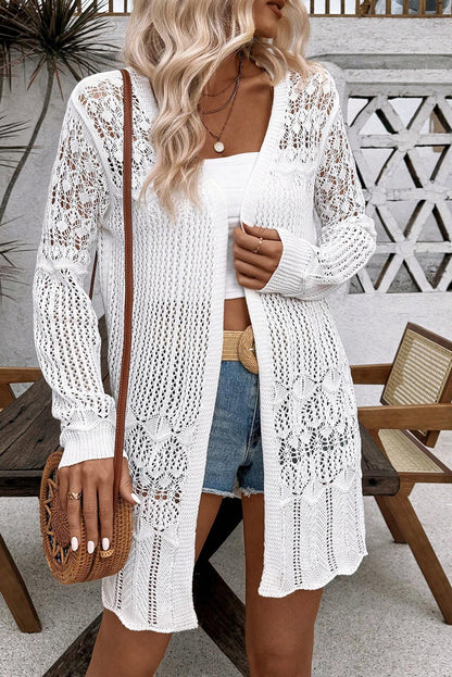 Crochet Hollowed Open Front Cardigan