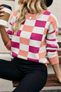 Checker Ribbed Trim Sweater