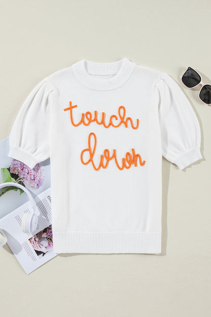 Touchdown Tinsel Puff Sleeve Crewneck Sweater