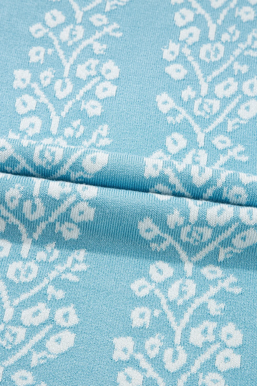 Floral Contrast Crewneck Short Sleeve Sweater