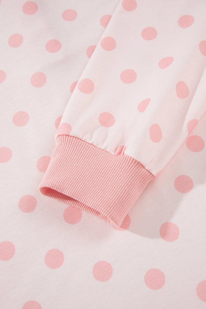 Polka Dot Polo Pullover & Elastic Waist Shorts Set