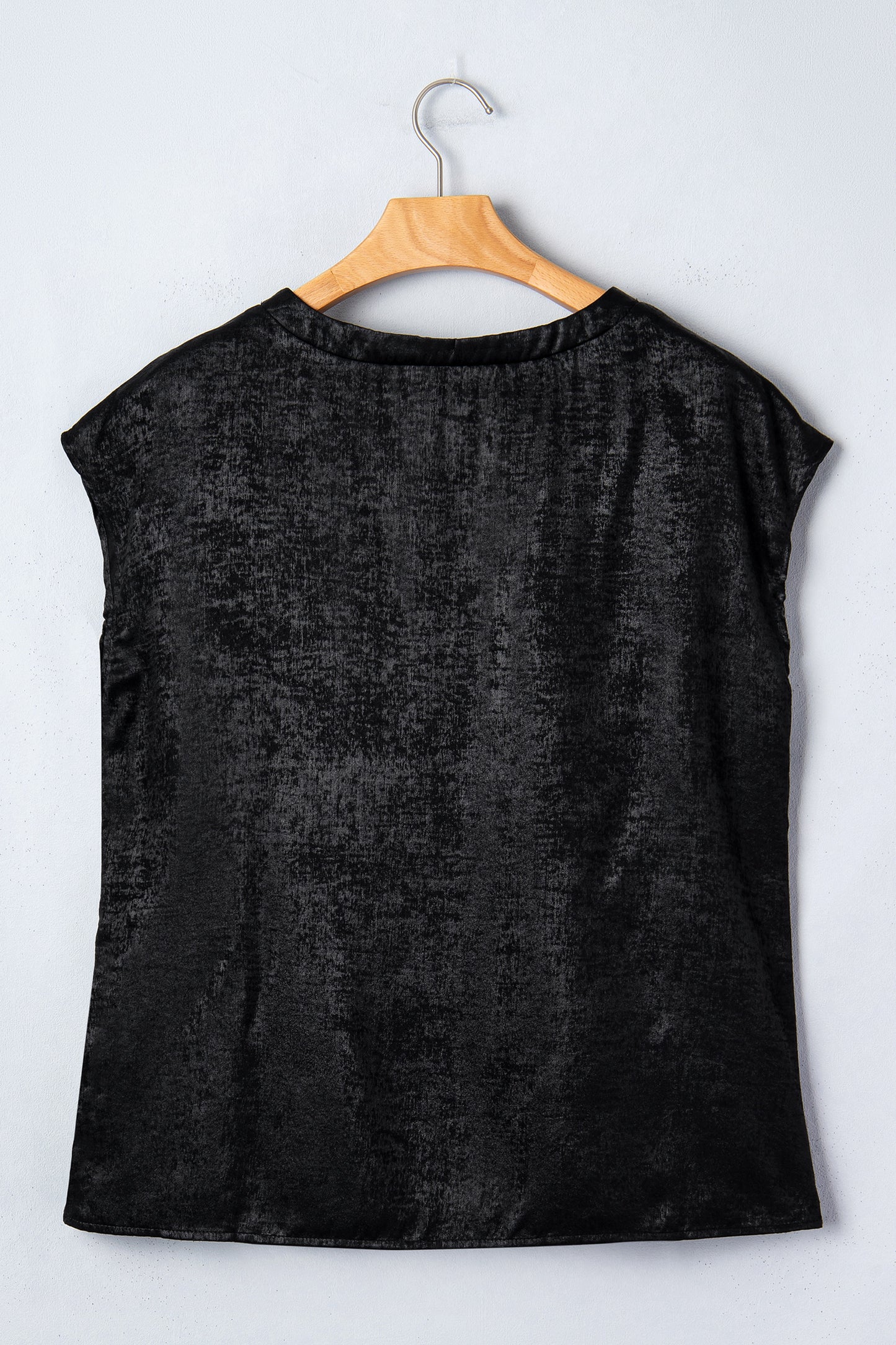 Metallic Round Neck Cap Sleeve Tee