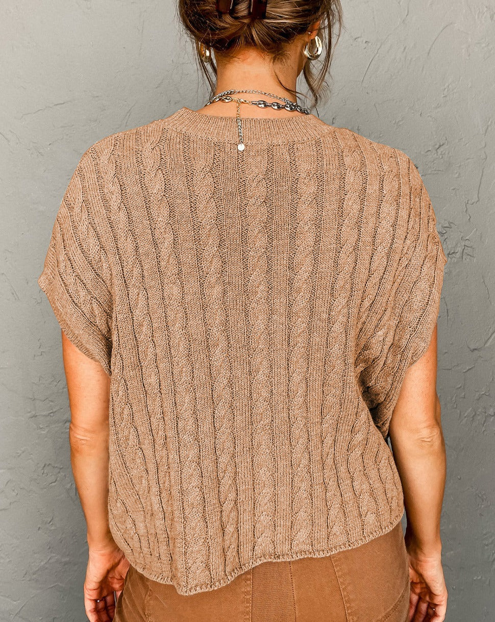 Cable Knit Short Sleeve Sweater