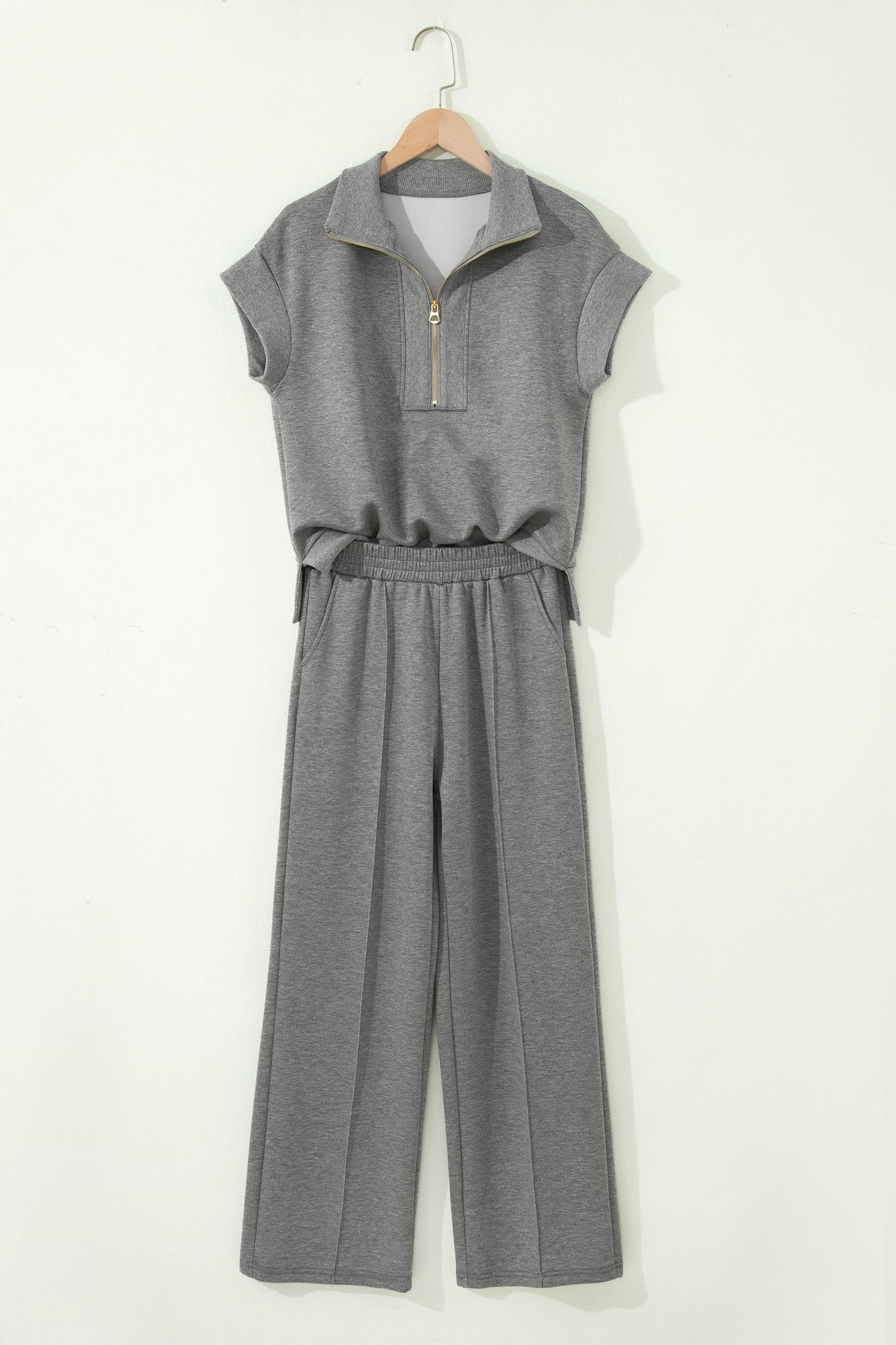 Half Zip Polo Tee & High Waist Pant Set