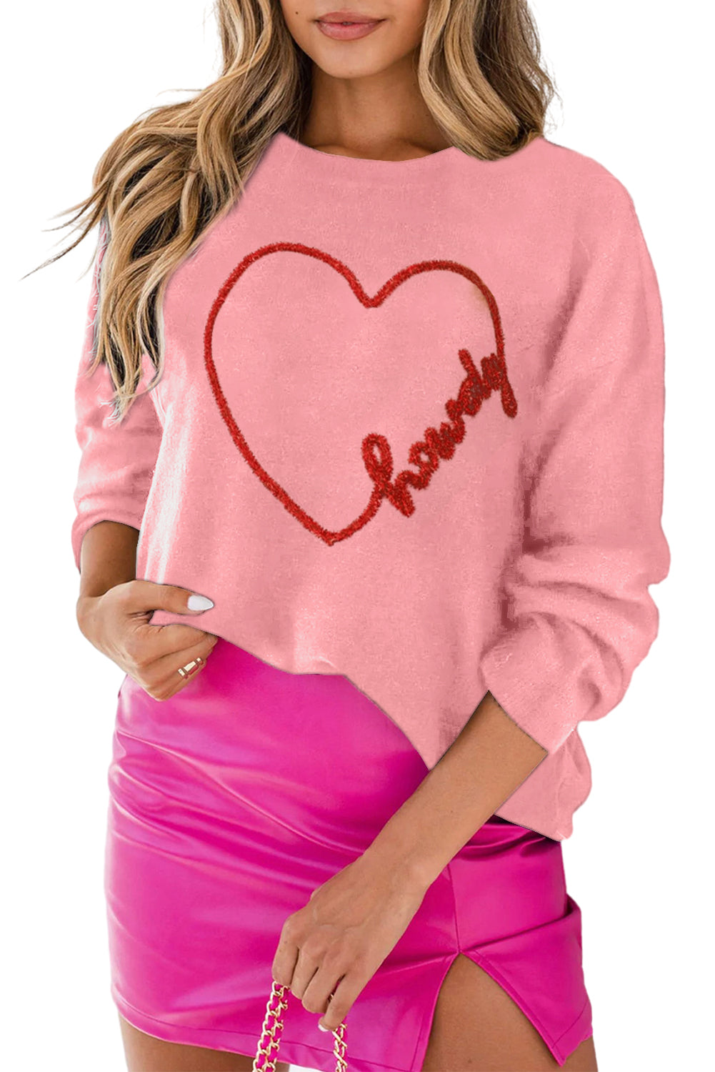 XOXO Heart Round Neck Sweater