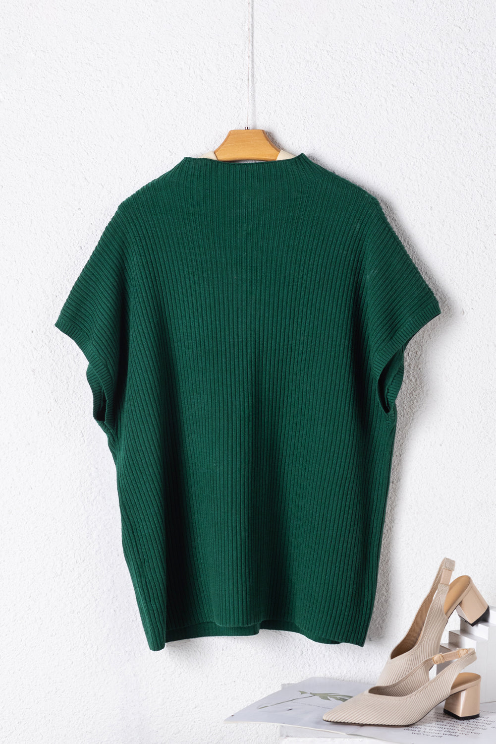 Short Sleeve Mock Neck Sweater Plus Size