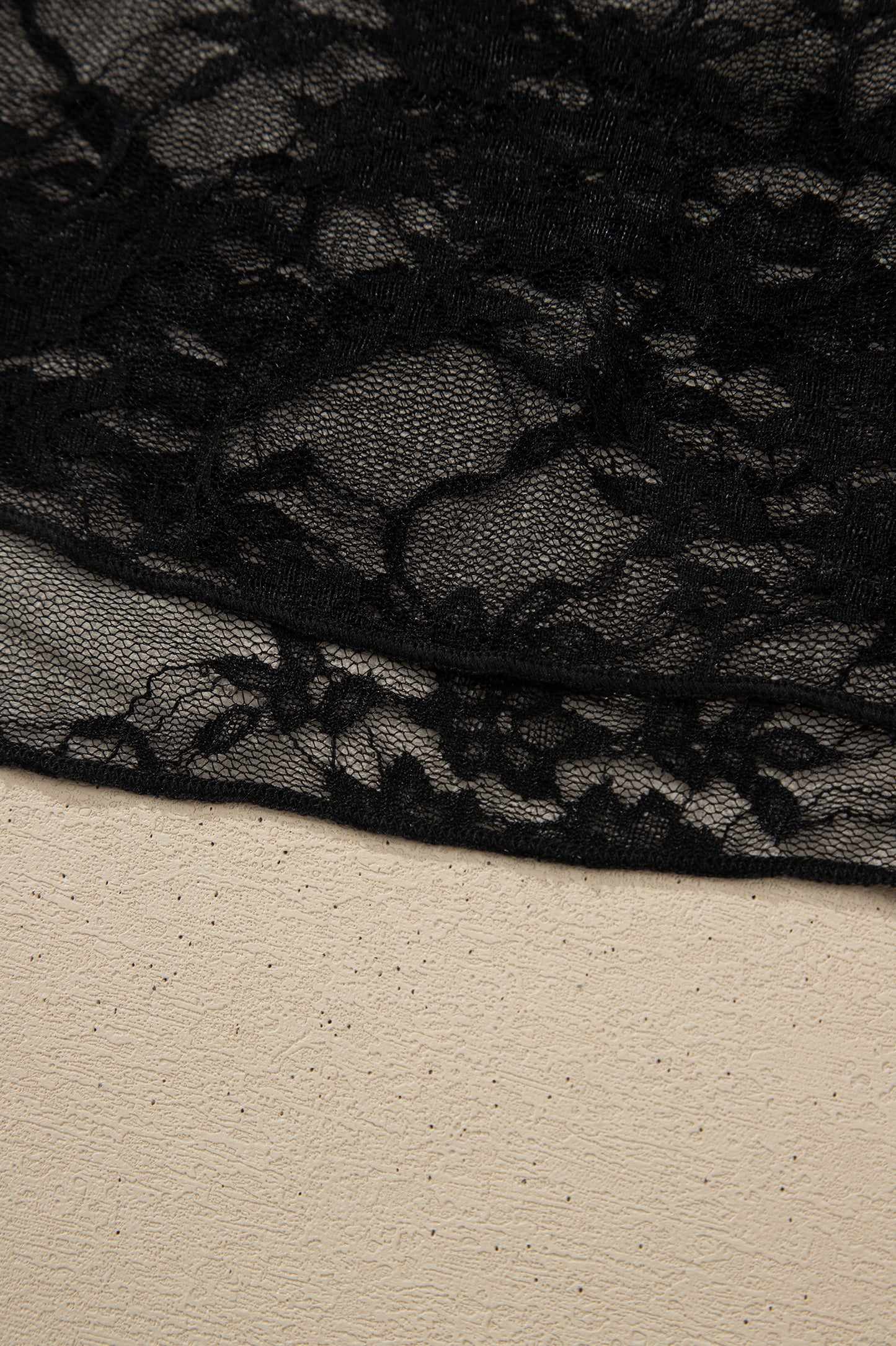 Sheer Floral Lace Mock Neck Long Sleeve Top