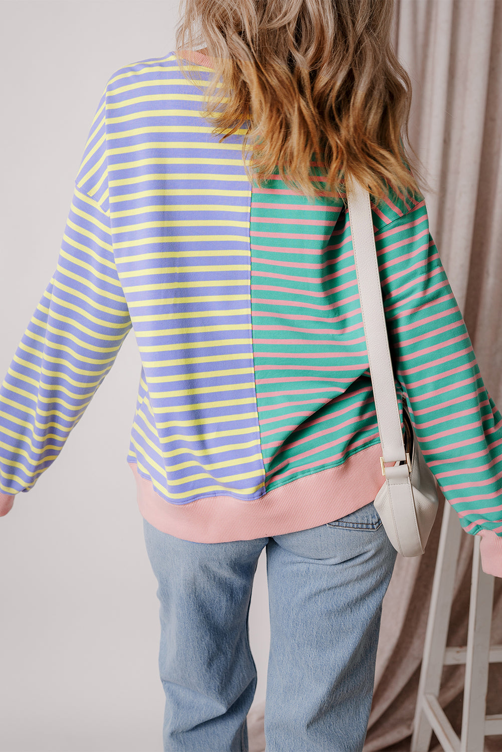 Stripe Colorblock Oversize Sweatshirt