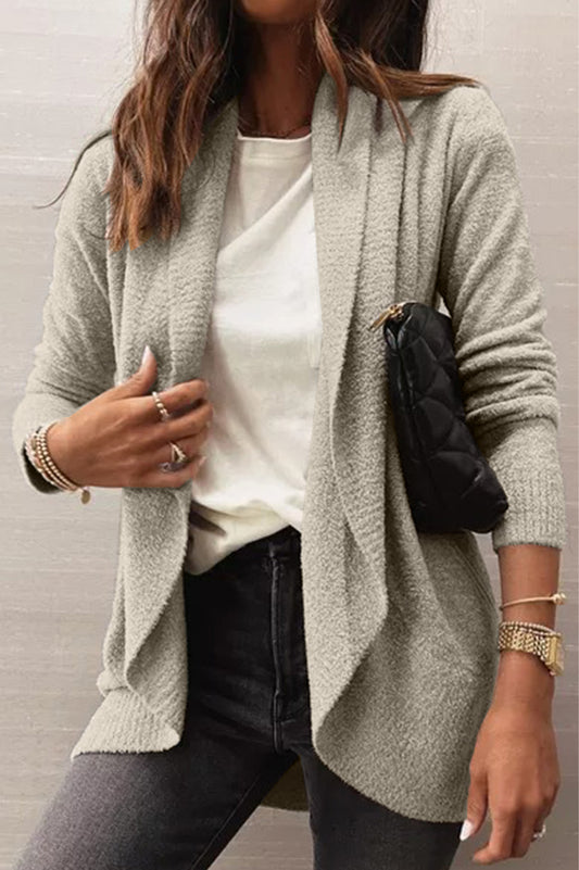 Shawl Neckline Ribbed Contrast Cardigan